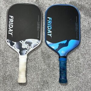 Two(2) used Friday Labs 10 Fever Pickleball Paddle Blue  & White USA approved